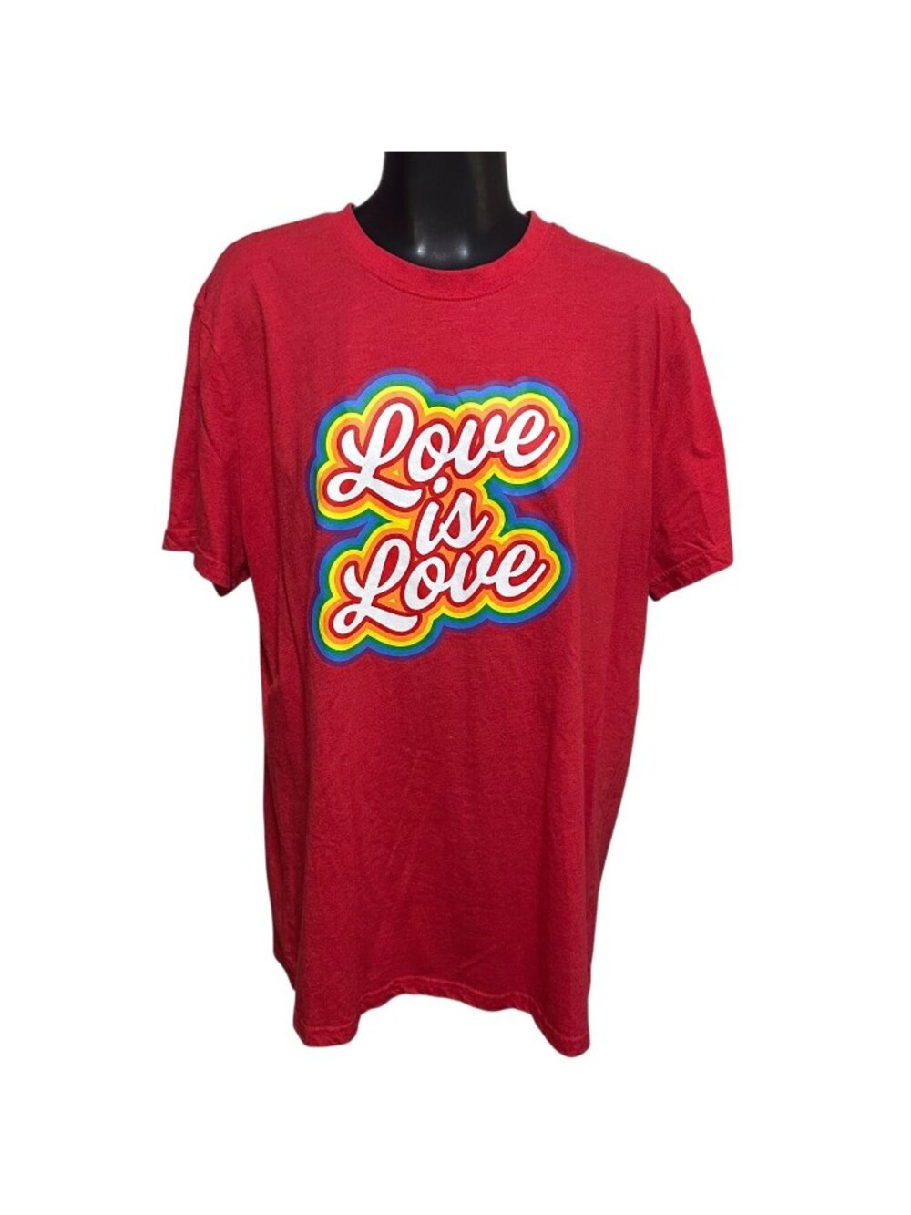 Target Womens L Red Rainbow Love Is Love Tagless T-shirt Short Sleeve Crew Soft